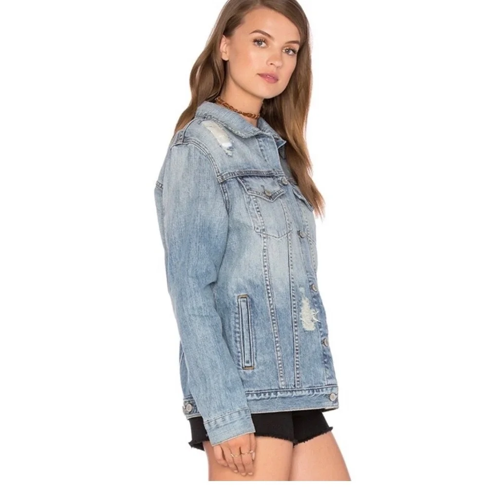 Rails Knox Distressed Denim Jacket Medium Light Wash 100% cotton Jacket Small